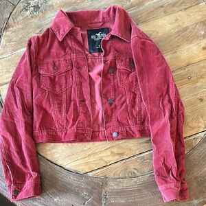 Hollister Red Jean Jacket Corduroy Casual
